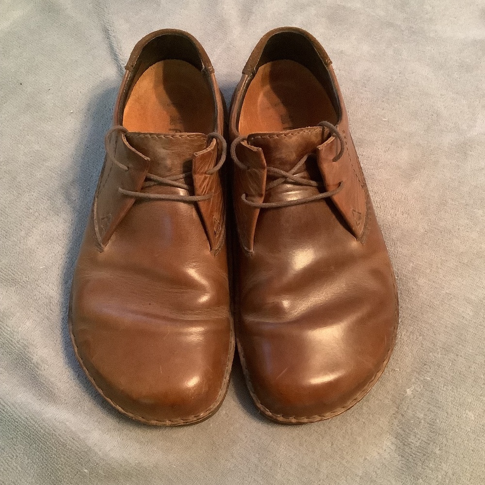 Birkenstock Men’s Brown Leather Tie Loafers Shoes Size 8 US